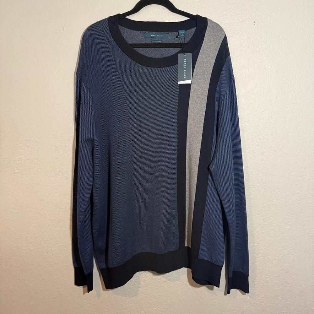 NWT- Perry Ellis Sweater - Blue,Grey/Gray,Navy - Size 3X